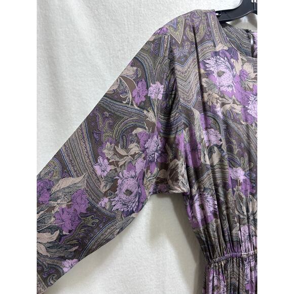 VTG Michelle Stuart Dolman Sleeve Floral Dress 8 100% Rayon Cottage Retro Boho - Picture 4 of 9